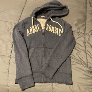 Abercrombie Fitch Men S Muscle Distressed Sweatshirt Hoodie Blue Y2K Embroidery